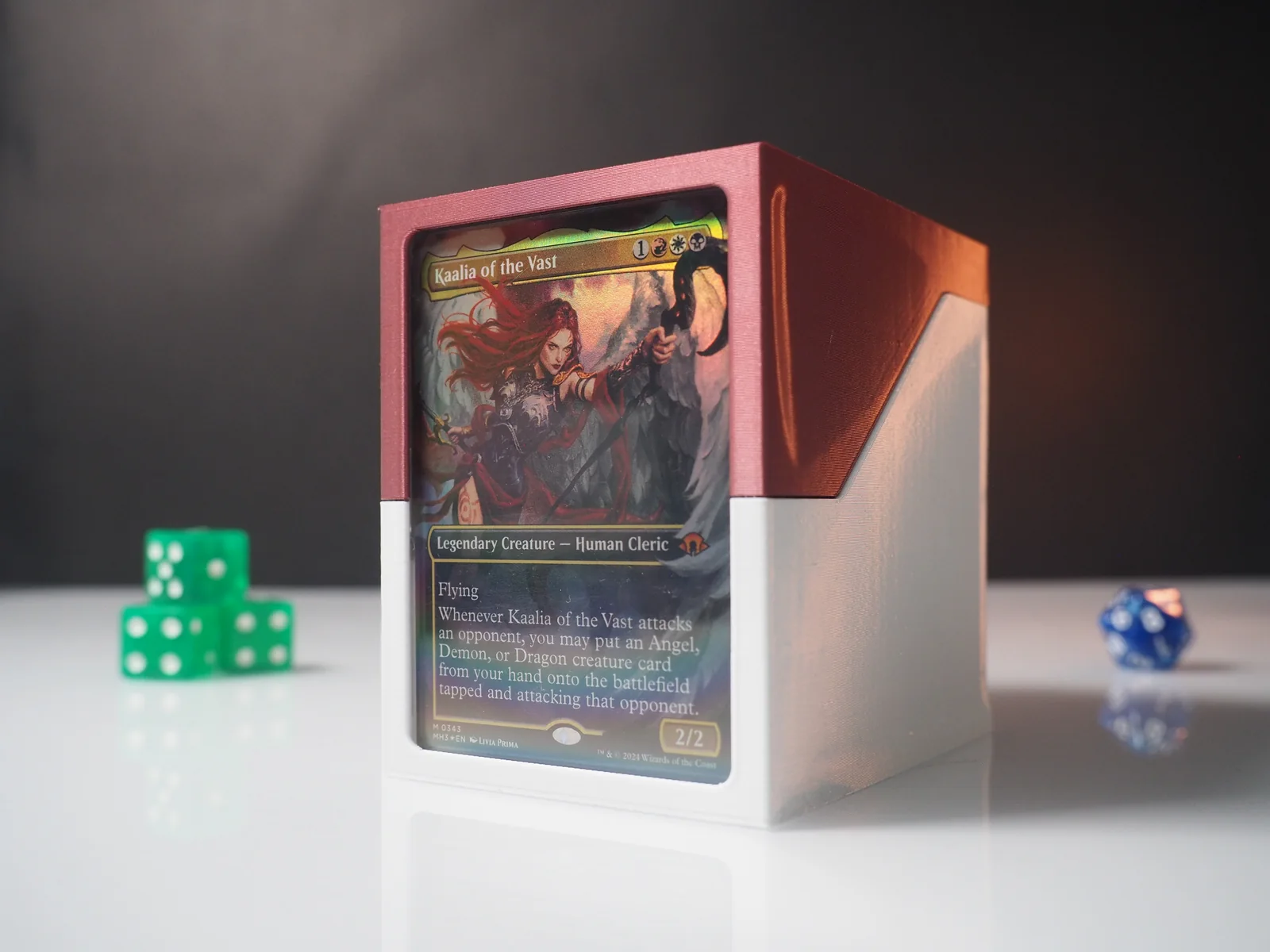 Magic deckbox displaying a Commander card